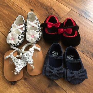 Baby Girl Shoe Lot • Size 0-3 months/Size 1 baby